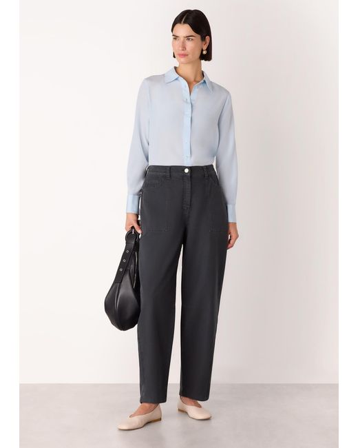 Whistles Gray Casual Cotton Barrel Trouser