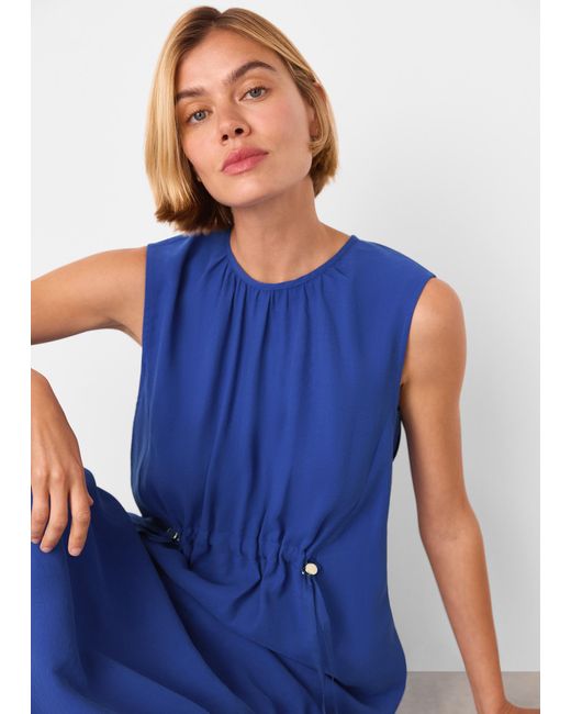 Whistles Blue Sleeveless Midi Dress