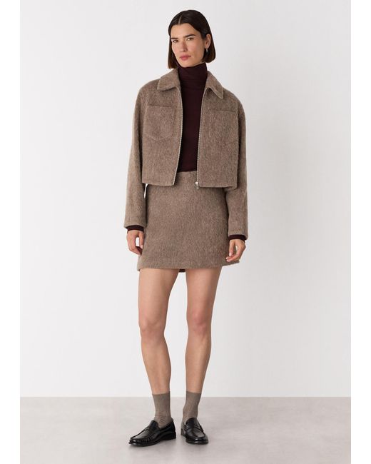 Whistles Gray Wool Mini Skirt