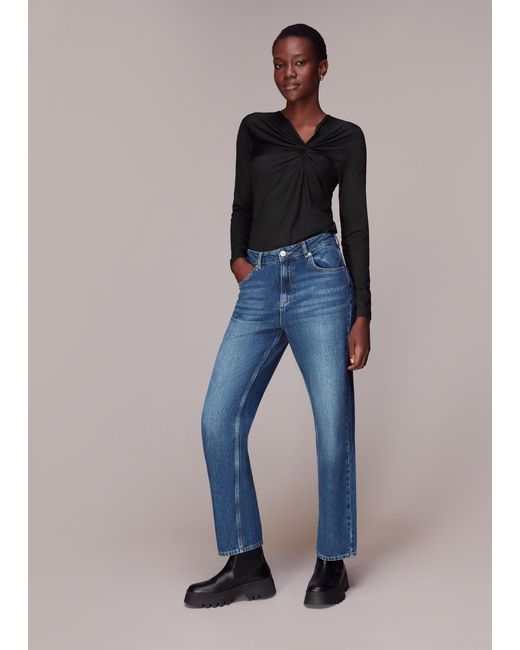 Whistles Blue Twist Front Top