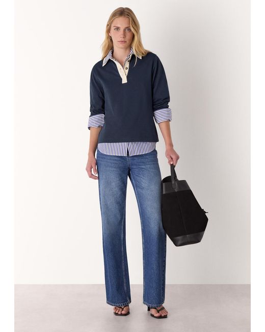 Whistles Blue Contrast Collar Polo Shirt