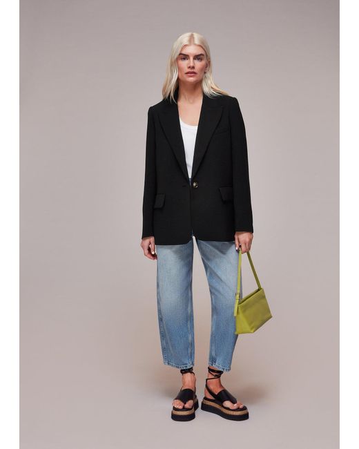 Whistles Black Petite Crepe Boyfriend Blazer