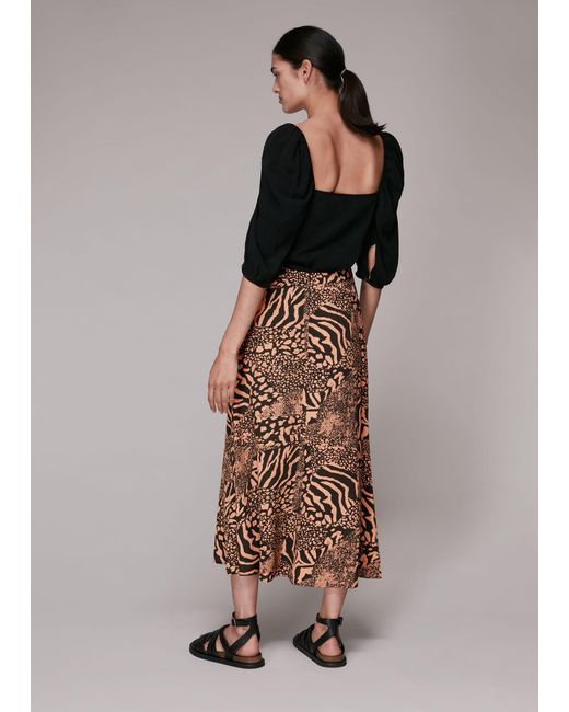 Whistles Multicolor Patchwork Animal Button Skirt