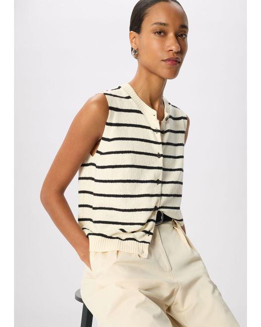 Whistles Natural Stripe Boucle Textured Tank
