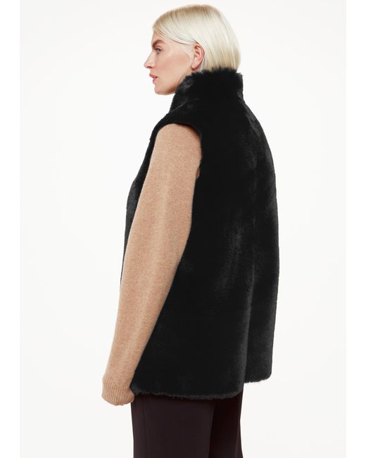 Whistles Black Petite Faux Fur Gilet