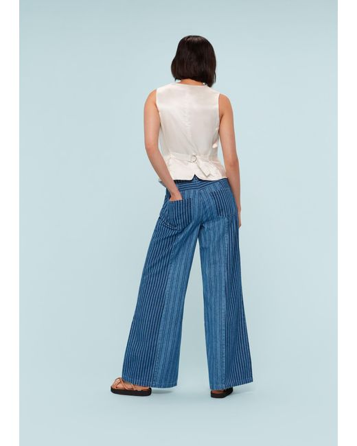 Whistles Blue Patchwork Vertical Stripe Jean