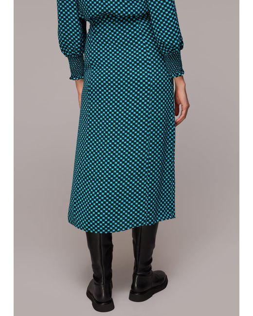 Whistles Blue Star Check Button Front Skirt