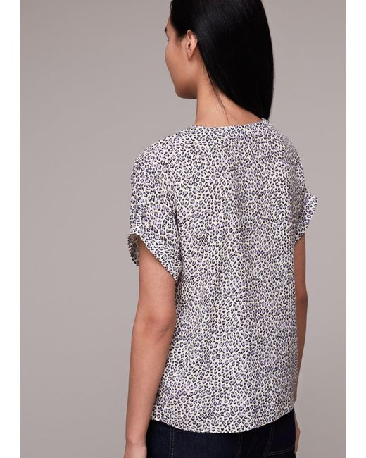 Whistles Blue Dashed Leopard Top