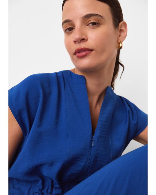 Whistles Blue Sleeveless Drawstring Jumpsuit