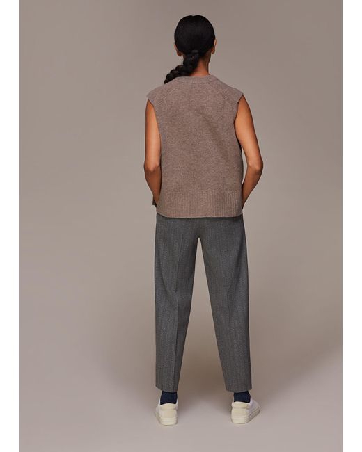 Whistles Brown Lila Tapered Check Trouser