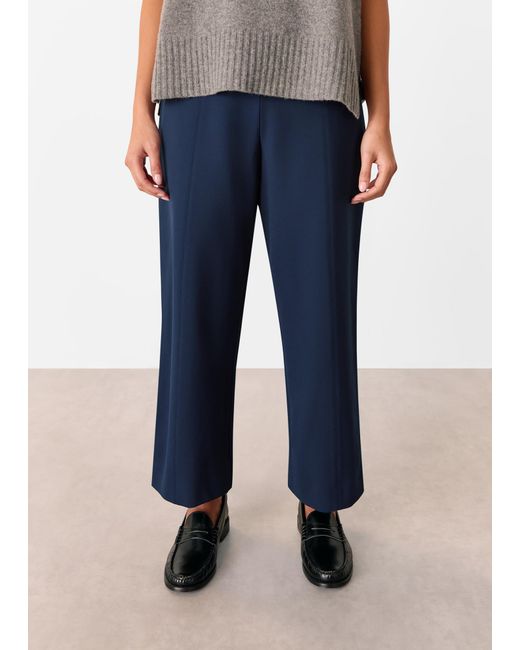 Whistles Blue Petite Camilla Wide Leg Trouser