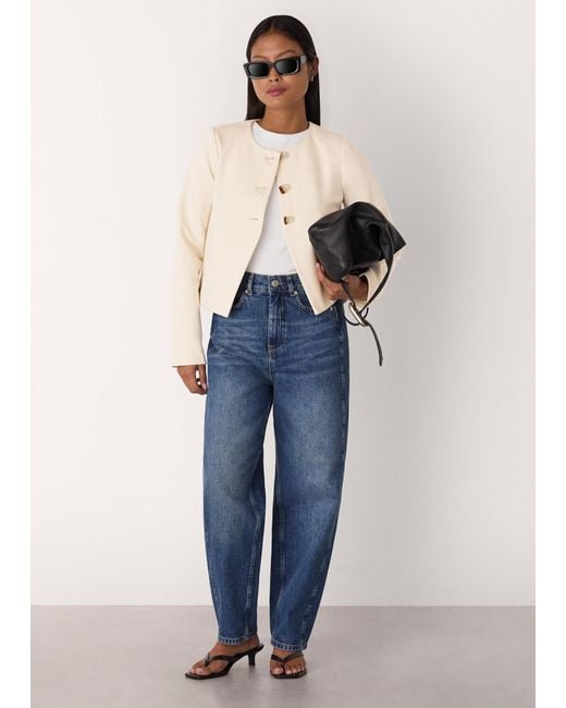 Whistles Blue Petite Anne Ponte Button Jacket