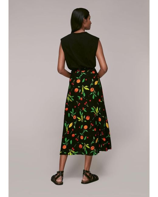 Whistles Multicolor Fruit Print Skirt