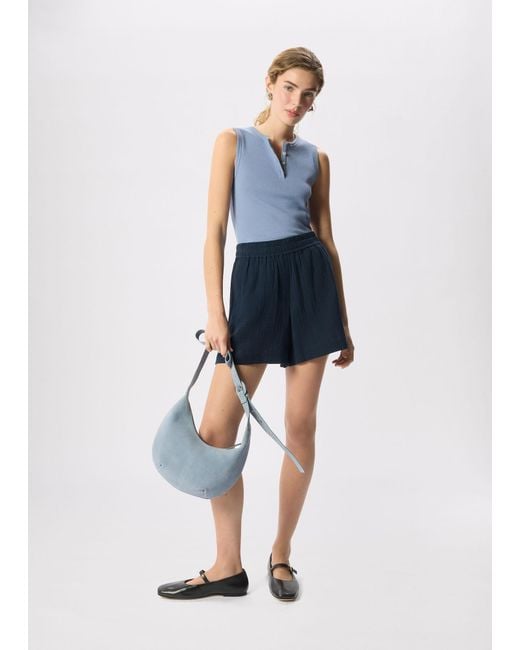 Whistles Blue Henley Button Front Tank