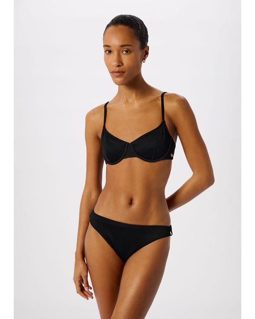 Whistles Black Ribbed Basic Bikini Bottom