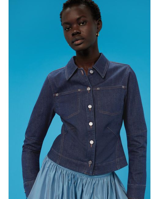 Whistles Blue Denim Corset Detail Top