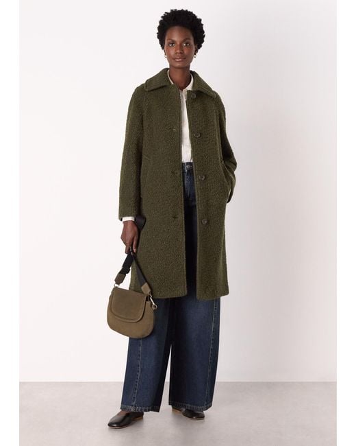 Whistles Green Romy Boucle Coat