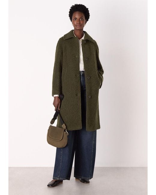 Whistles Green Romy Boucle Coat