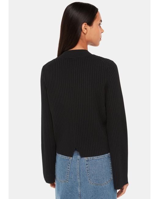 Whistles Black Fluted Sleeve Tunic
