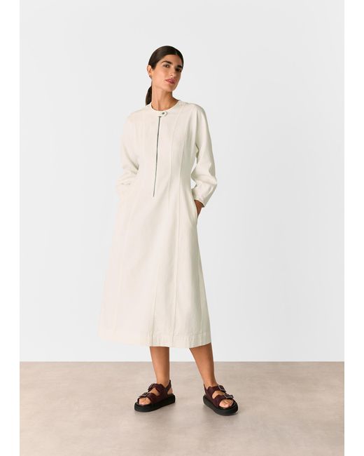 Whistles Natural Denim Zip Detail Dress