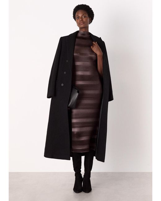 Whistles Brown Sleeveless Plisse Midi Dress