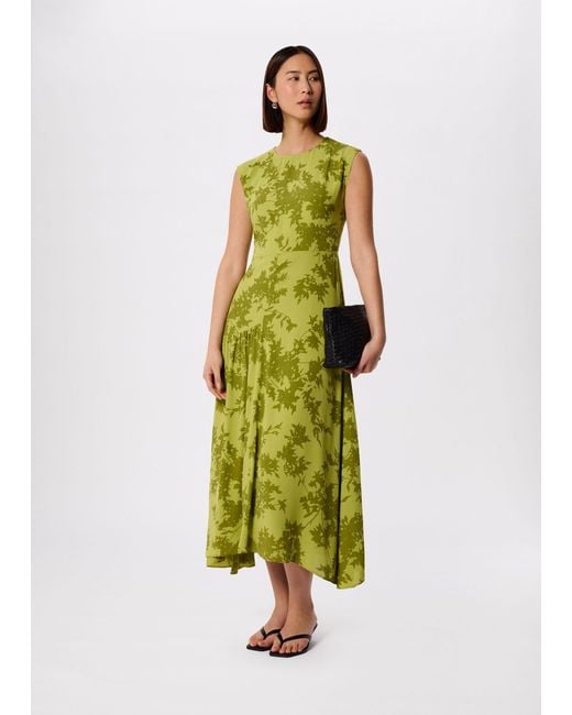 Whistles Green Petite Floral Asymmetric Dress