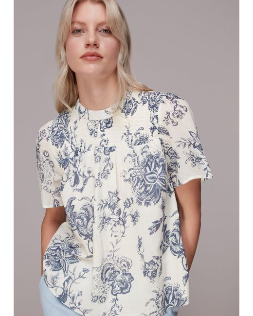 Whistles Gray Contemporary Floral Blouse