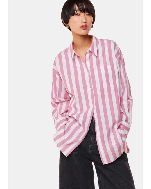 Whistles Pink Stripe Oversized Shirt