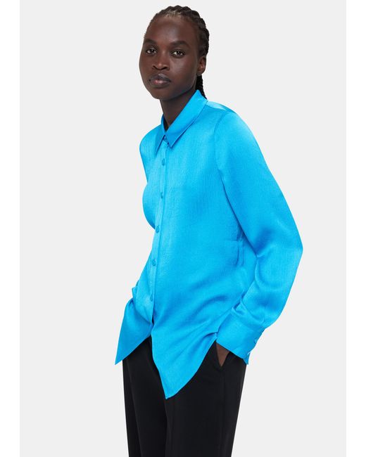 Whistles Blue Molly Satin Shirt