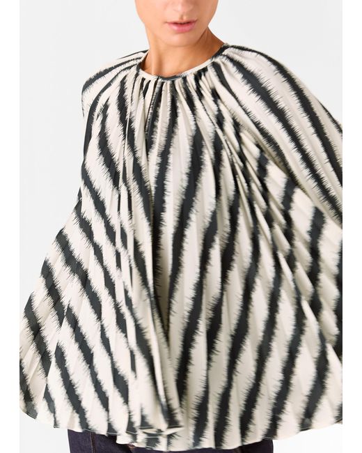 Whistles White Hazy Stripe Pleated Blouse