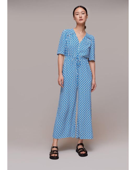 Whistles Blue Vertical Stack Jumpsuit