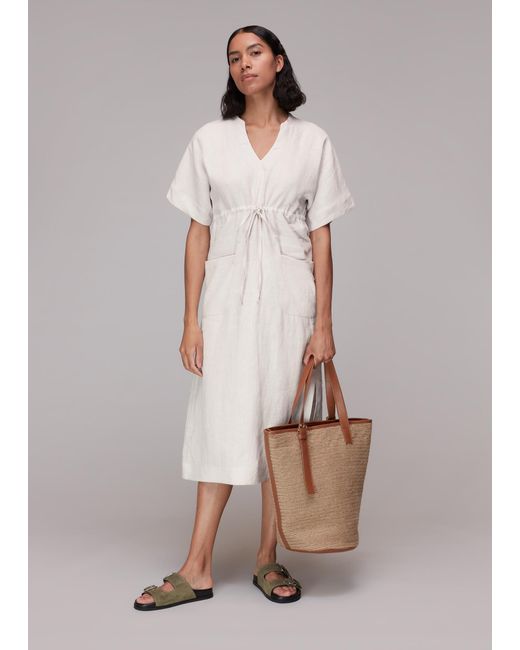 Whistles Multicolor Imogen Linen Midi Dress