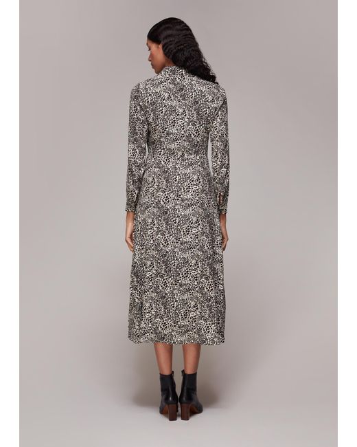 Whistles Gray Micro Animal Print Heidi Dress