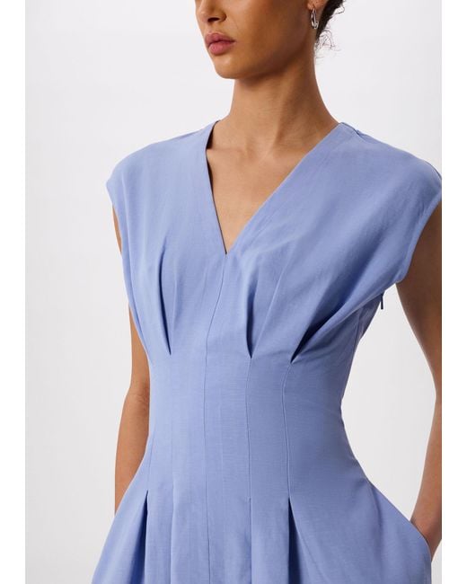 Whistles Blue Panel Linen Blend Dress