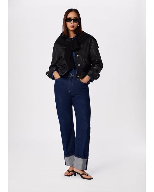 Whistles Black Natia Leather Western Jacket