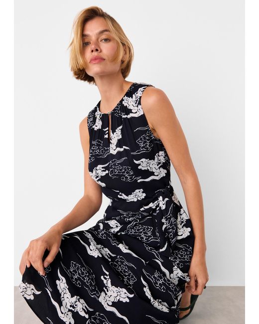 Whistles White Cloud Tie Waist Midi Dress