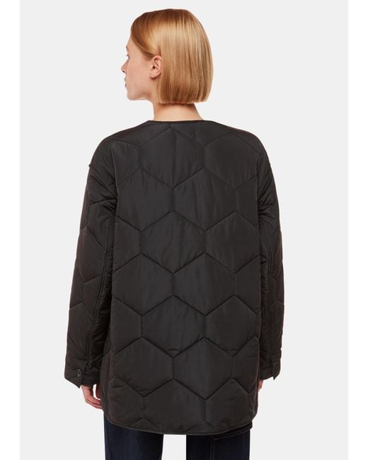 Whistles Blue Rita Short Quilted Coat