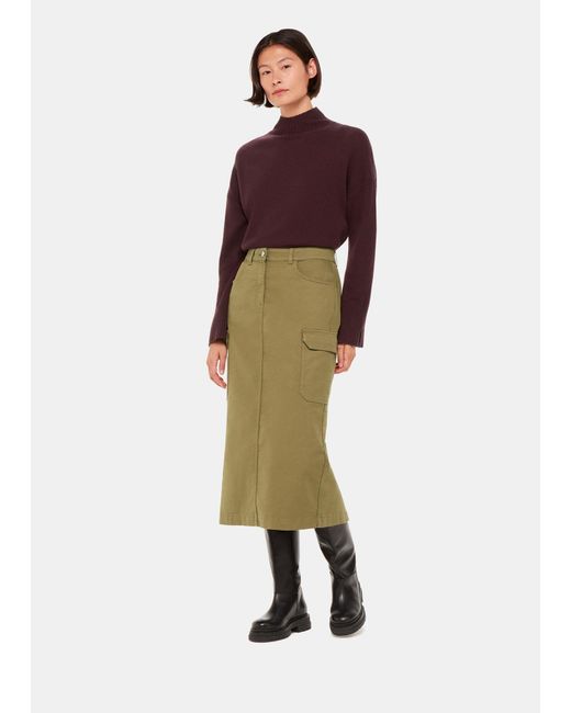 Whistles Red Wool Double Trim Funnel Neck