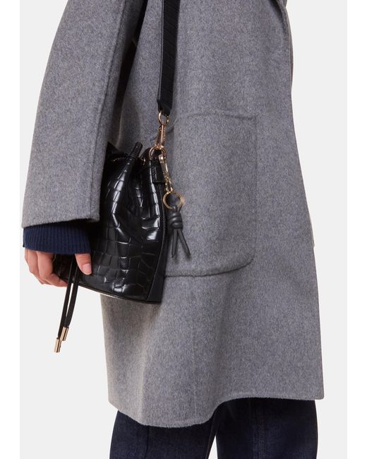 Whistles Gray Leather Knotted Keyring
