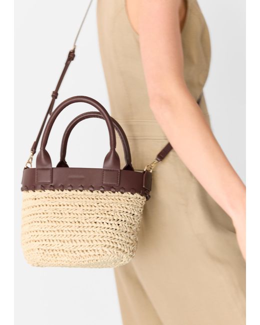 Whistles Natural May Collar Straw Crossbody Bag