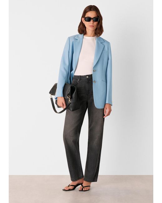 Whistles Blue Wool Blend Tailored Blazer