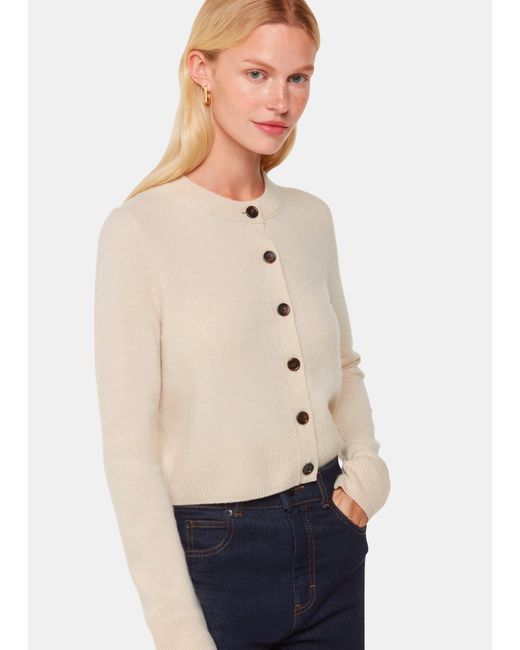 Whistles Natural Wool Cropped Cardigan