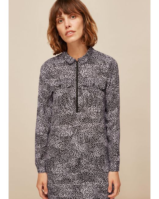 Whistles Gray Kay Ripple Print Shift Dress