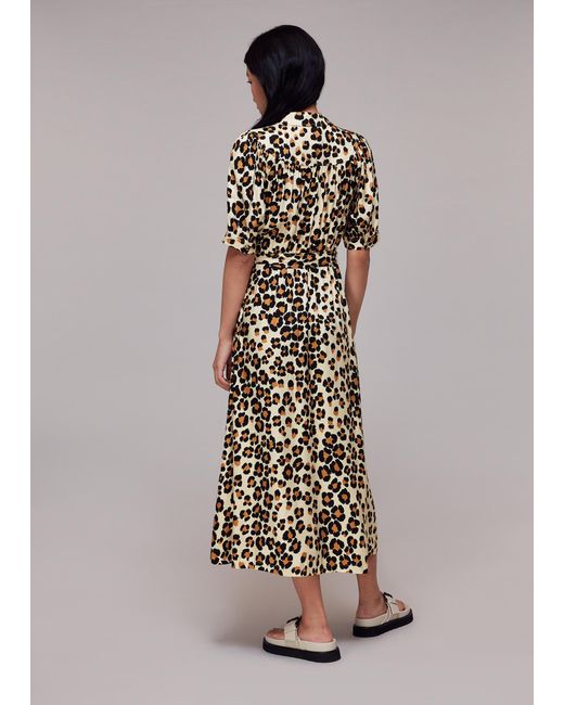 Whistles Multicolor Painted Leopard Shirt Dress