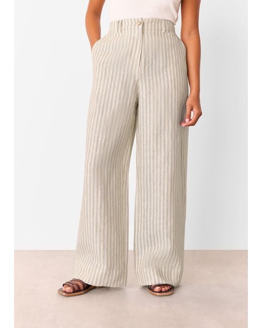 Whistles Natural Petite Linen Stripe Trouser