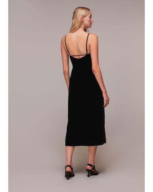 Whistles Black Cut Out Velvet Slip Dress