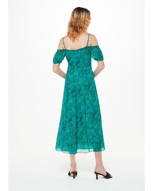 Whistles Green Diagonal Snake Bardot Dress