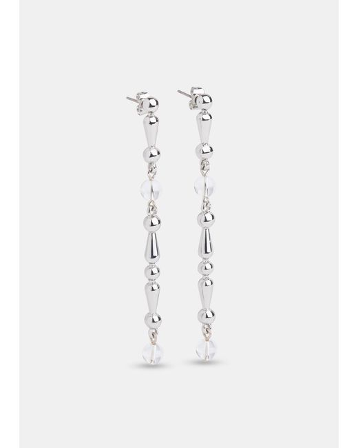 Whistles White Mixed Bead Drop Earring