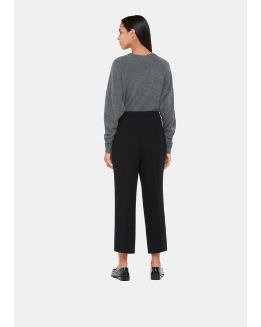 Whistles Black Wide Leg Cropped Trouser