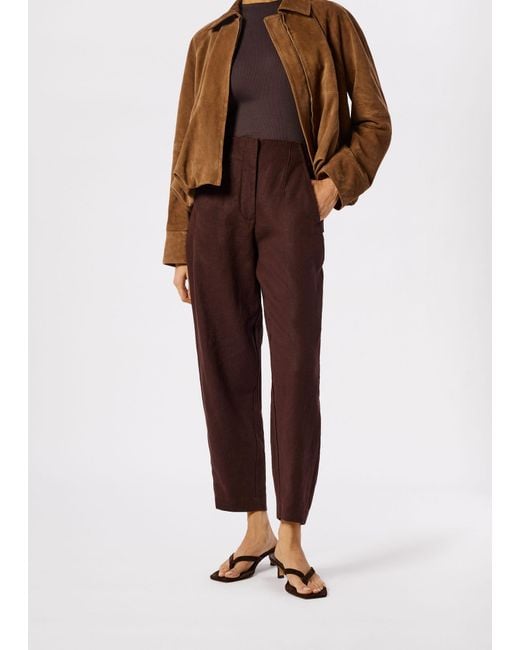Whistles White Petite Linen Barrel Leg Trouser